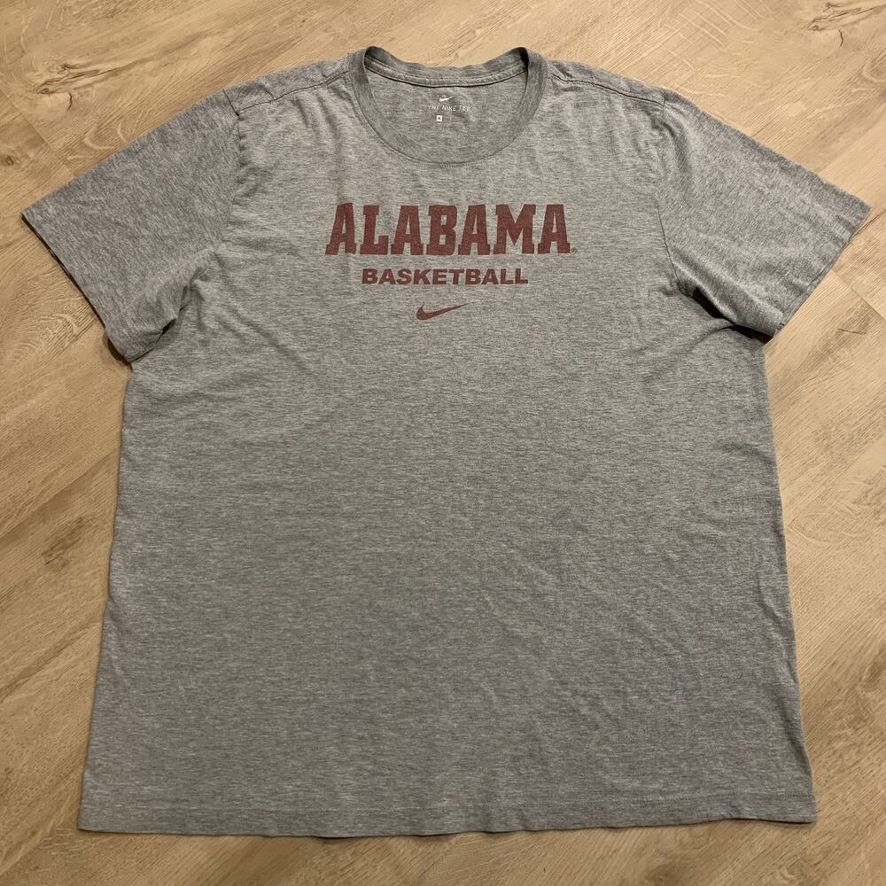Nike Alabama Crimson Tide Basketball T-Shirt Gray Men's XL Center Swoosh Tee